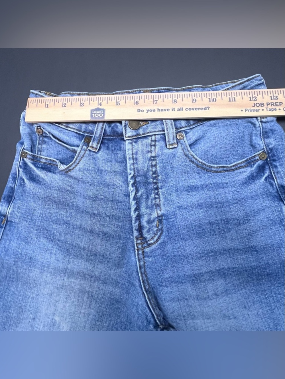 OAT New York Wide Leg Crop Jeans Raw Hem Distressed Blue Denim Size 6/28 - Picture 6 of 9
